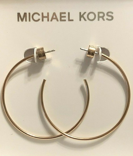 NEW MICHAEL KORS CITYSCAPE CHAINS ROSE GOLD-TONE HOOP EARRINGS MSRP $65.00 - Picture 4 of 7