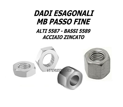 Set Dadi Esagonali In Acciaio Inox A4 - M4 M5 M6 M8 M10 M12 - Passo Standard