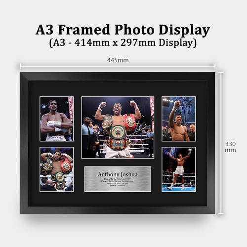Impresiones fotográficas autógrafas firmadas de boxeo enmarcadas de Anthony Joshua A3 para fanático del boxeador - Imagen 2 de 7
