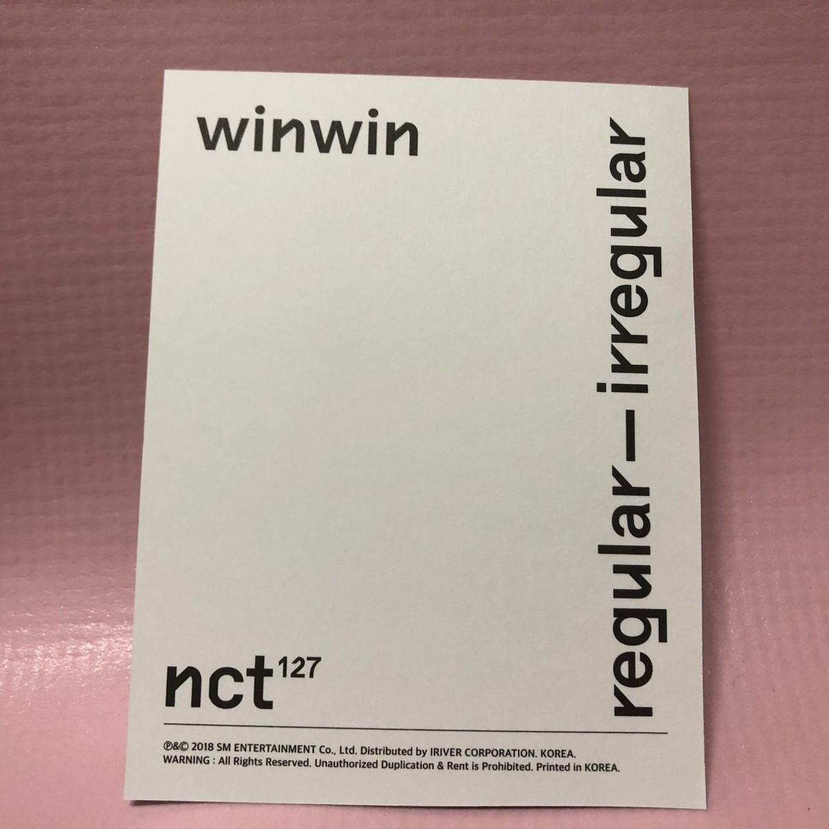 NCT 127 Official POSTCARD 1st Album Regular-Irregular