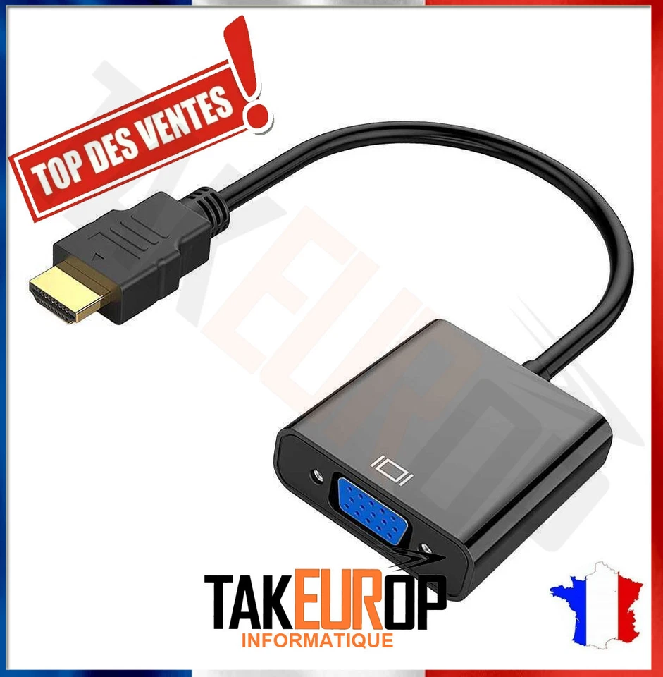 TAKEUROP GENERIC Câble Convertisseur adaptateur HDMI vers VGA 1080p - 15cm hdmi to vga adaptor