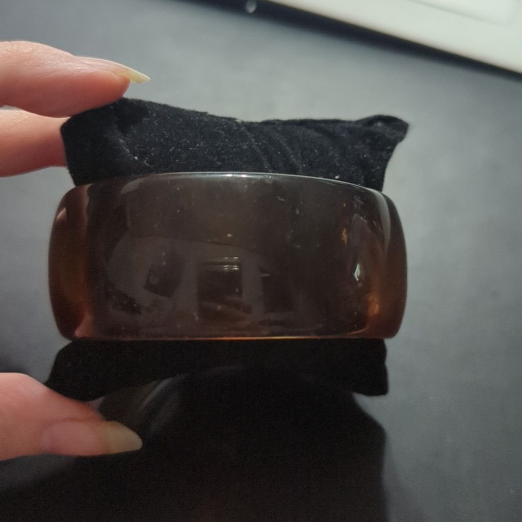 Translucent Brown Wide Bangle Statement Bracelet - image 2