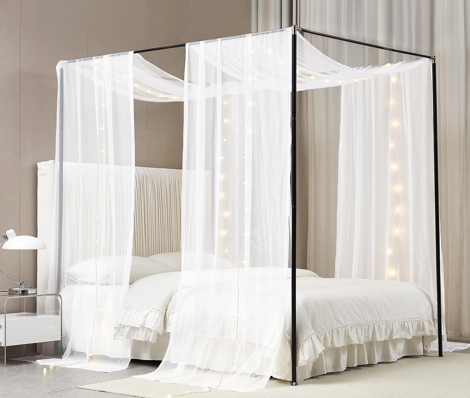 Bed canopy curtains (with lighted princess bed canopy scarf)