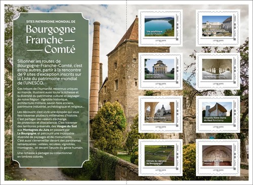 france 2024 World heritage Burgundy Franche Comte BOURGOGNE monument 8v COLLECTO - Picture 3 of 3