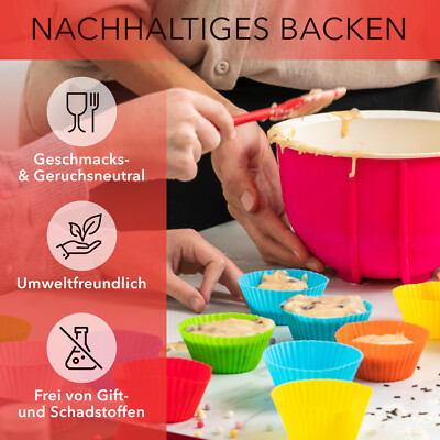 24 Stück Silikon-Backförmchen – Wiederverwendbar, Antihaftbeschichtet, Ofenfest Bis 230°C, 7,1x3,1x4,6 Cm, Bunt