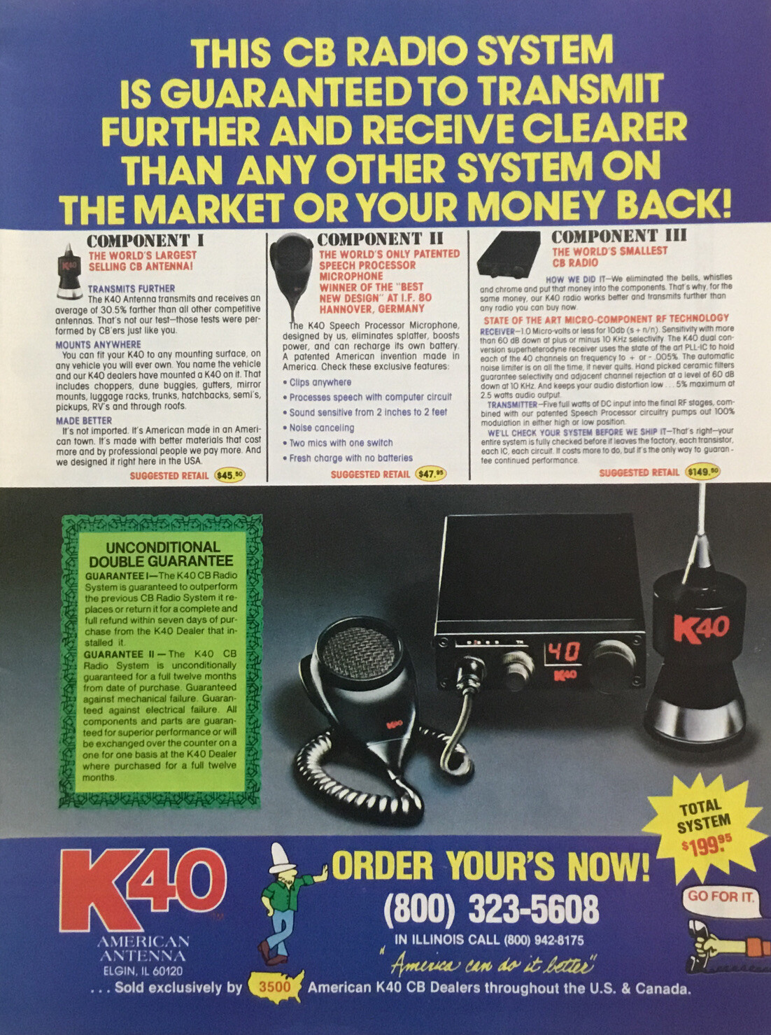 1983 K40 CB Radio System Magazine Print Advertisement Antenna Retro Vintage