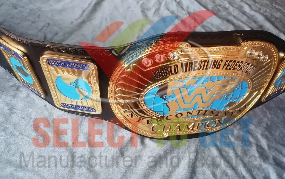 WWF FEDERACIÓN MUNDIAL DE LUCHA LIBRE CAMPEÓN INTERCONTINENTAL CINTURÓN LOGOTIPO BLOQUE OVALADO Foto 3 de 4