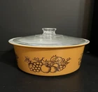 VINTAGE PYREX OLD ORCHARD BIG BERTHA 4-QUART CASSEROLE WITH LID