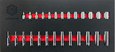 Britool Hallmark SBSDSET26 26 Piece 1/4'' Drive Standard & Deep Bi-Hex Socket Set