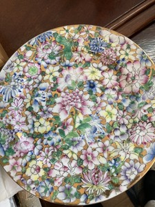 Antique Hong Kong ￼hand-paintd floral plate
