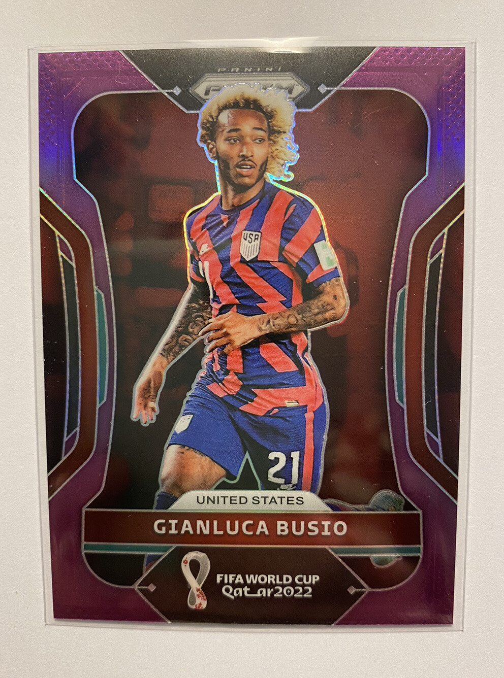 2022 Panini Prizm FIFA World Cup Qatar Soccer Gianluca Busio /199 Purple #202