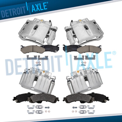 8pc Front Rear Brake Calipers Brake Pads for Silverado Sierra 1500 Tahoe Yukon