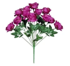 Plum 12-4" Rose 21" Bush Silk Flower Home Wedding General Decor Outdoor Craft US
