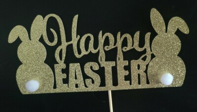 Happy Easter Bunny Rabbit Cake Topper 