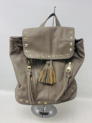Steve Madden 15”X 15”Backpack Taupe Faux Leather With Fringe  display picture 3