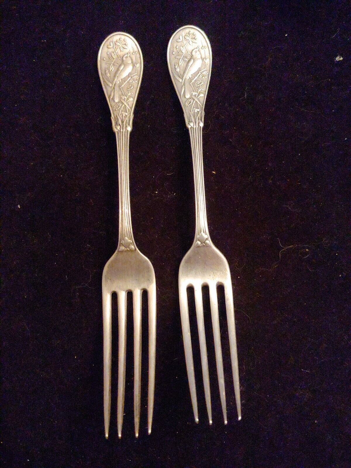 Tiffany Japanese Set of 2 Sterling Dinner Forks  with proper hallmarks 1871.