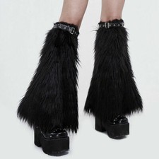 Devil Fashion Black Gothic Steampunk Women's Faux Fur Leg Warmer