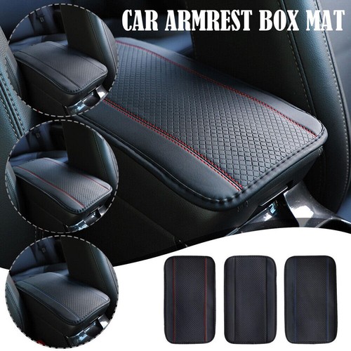 Red Car Armrest Cushion Cover - Universal PU Leather Console Protector Mat (32cm) 3 thumbnail image
