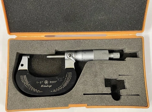 Mitutoyo 102-122 Outside Micrometer, 1-2" Range, .0001" with Ratchet Stop