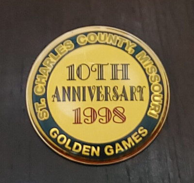 St. Charles County Missouri 1998 10th Anniversary Golden Games Lapel Pin