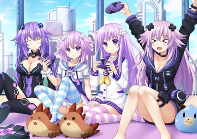 Anime girls hyperdimension neptunia purple heart hair CCG Gaming Mat Desk