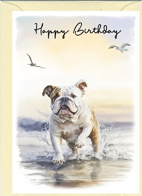 Geburtstagskarte Bulldogge (4 Zoll x 6 Zoll) - innen leer - von Starprint