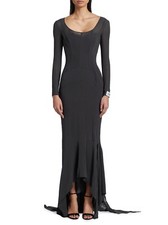 $5995 Dolce & Gabbana Women's Stretch Silk Gown Maxi Dress Grey Size 38 / US 2