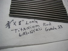 3/8" TITANIUM ROUND ROD 20 pcs. 6 AL-4VELI 8" LONG MEDICAL GRADE 23  20pcs