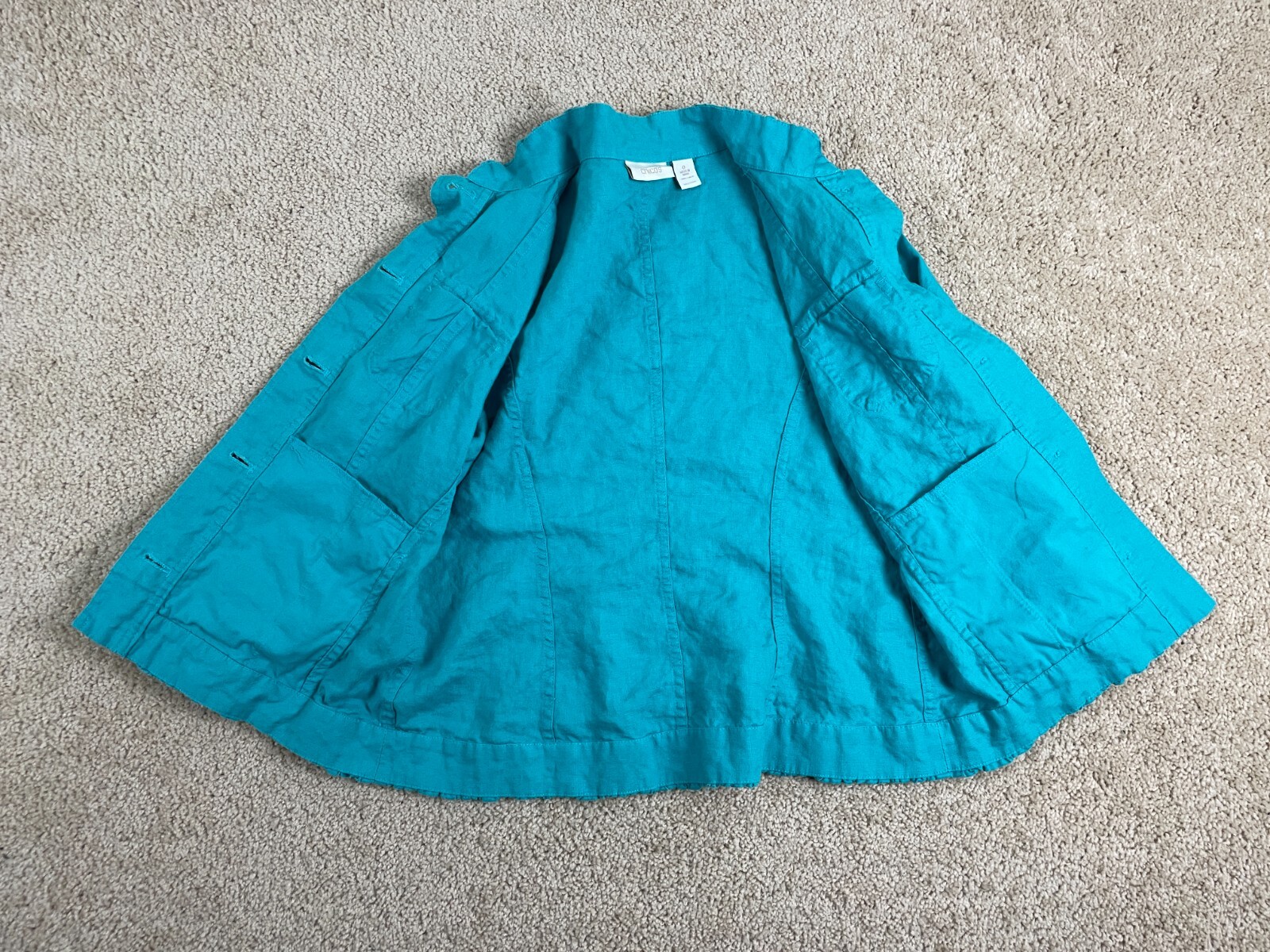 Chicos Blazer Basic Jacket Womens Size 0 Linen Bu… - image 2