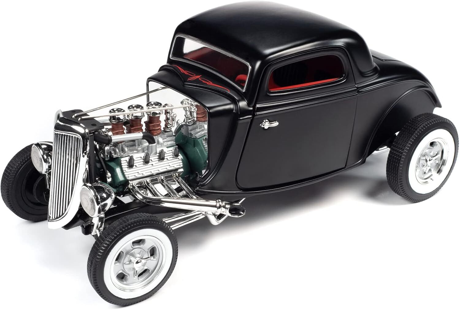 1:18 Auto World 1934 Ford 3-Window Coupe High Boy Hot Rod Diecast Model Car