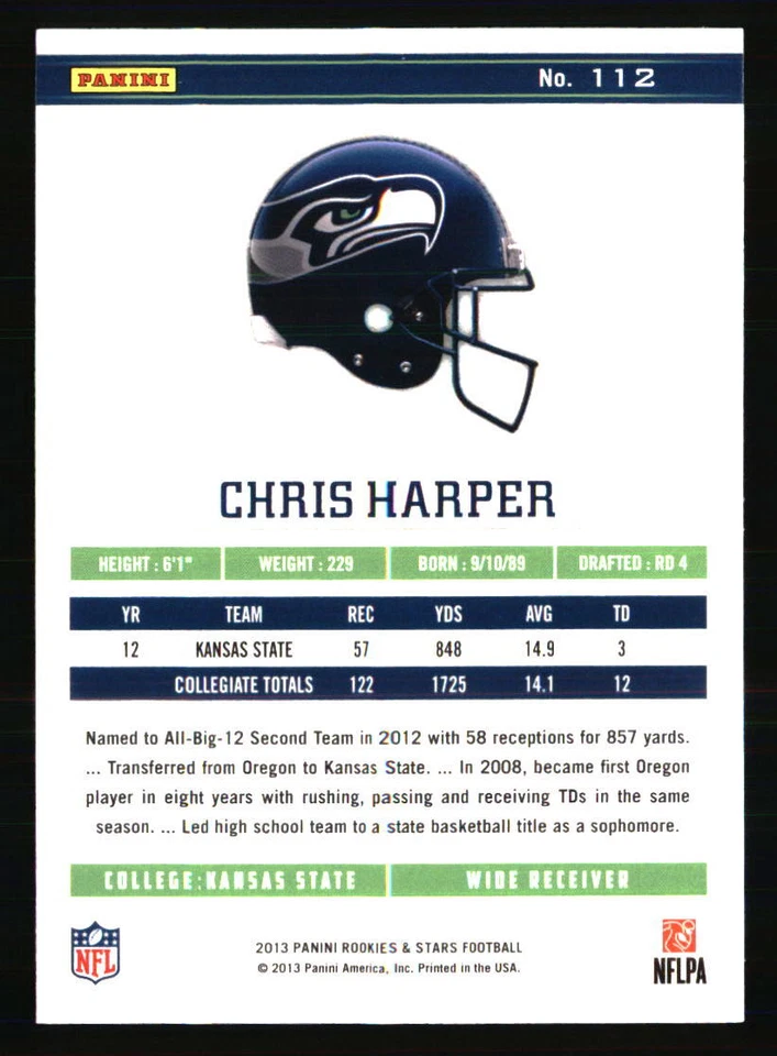 Chris Harper 2013 Panini Rookies & Stars Longevity #112 FOOTBALL Card - Image 2 of 2