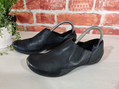 CLARKS SCHWARZE SCHUHE UK 5,5 EU 39 LEDER SLIPPER FREIZEIT CLOG STIL DAMEN ARBEIT