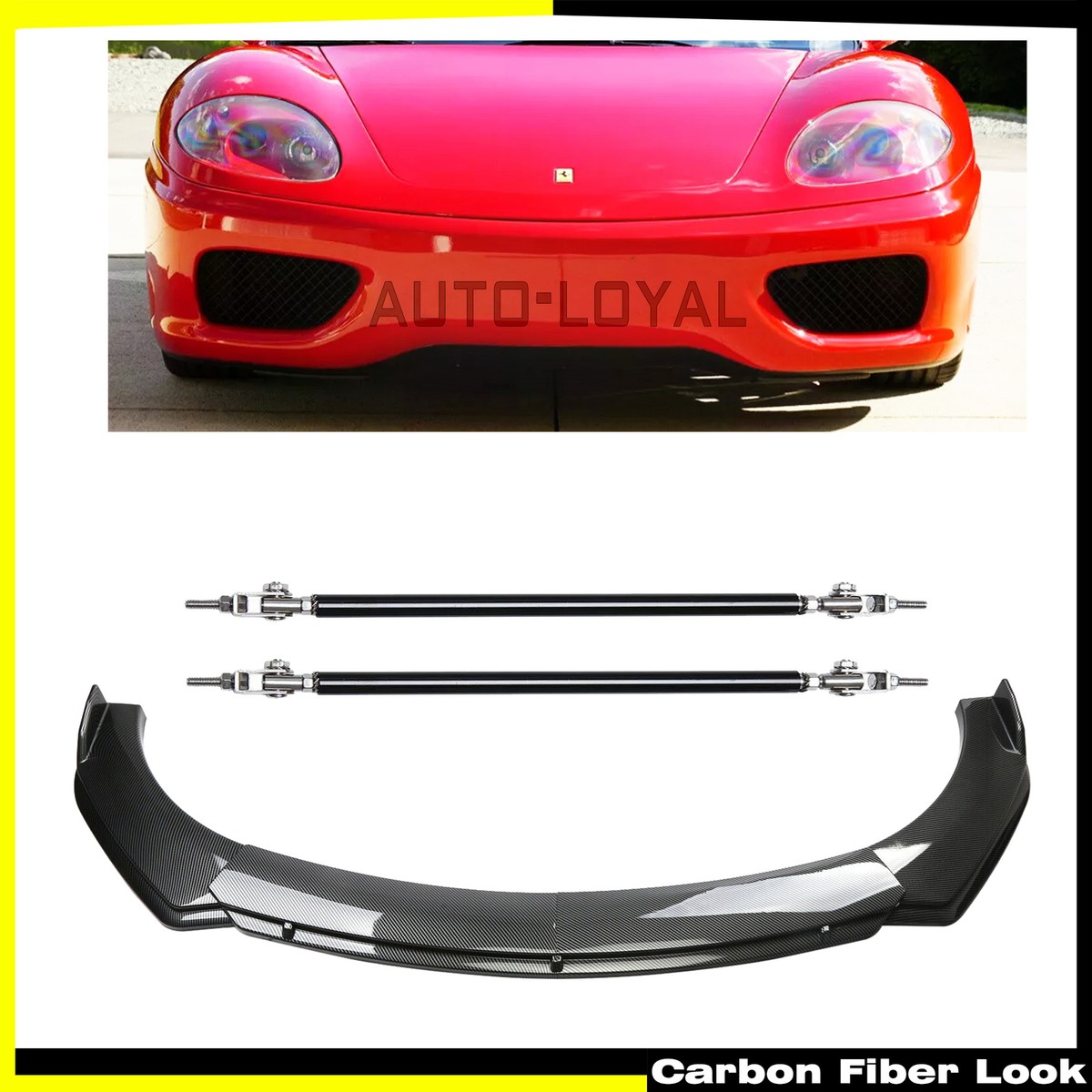 For 2002 Ferrari 360 Modena Carbon Fiber Style Front Bumper Lip