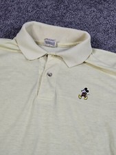 Vintage Mickey Mouse Polo Shirt Mens Large Yellow Rugby Golf USA Made Disney Y2K