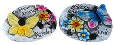 Welcome To Our Home Butterfly Stones / Decorative Garden Rocks - Set of 2