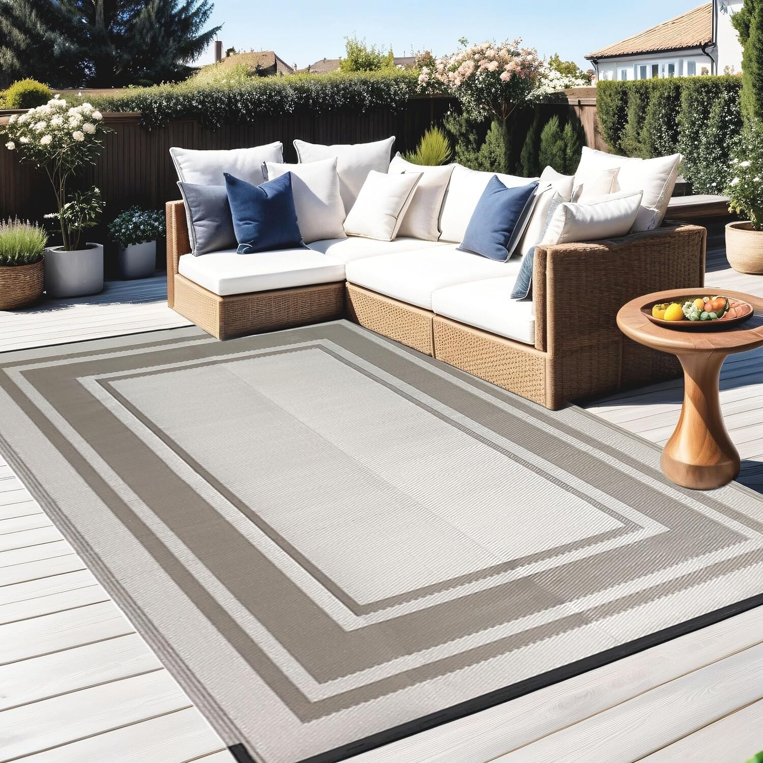 Rurality Outdoor Rug 9x12 Waterproof for Patio Clearance,Large Plastic