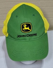JOHN DEERE Youth One Size Snapback Adjustable Cap Meshback Hat Green  Yellow