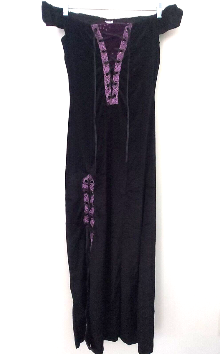 black velvet witch dress Celestial Coven Hooded Velvet Dress, Black, Medium