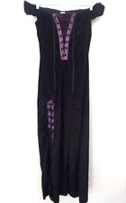 Spirit Black Velvet Costume Dress Halloween Medieval Gothic Witch Gown Maxi Sm.
