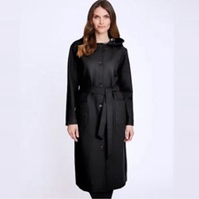 Mia Melon Satin-lined Waterproof Wool Jacket Hooded - Jessica Black Size Large