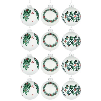 8cm Glaskugeln Christbaumschmuck Kugeln Weihnachten hängend festlich Deko 12 Stück