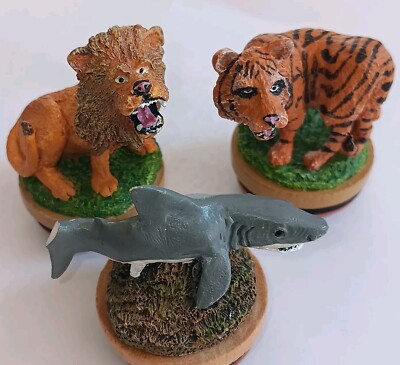 (3) Anthony Bruckler Noteworthy Hand Stampers ~ Lion Tiger  Shark
