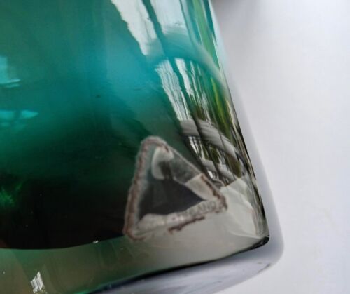Riihimaki Riihimaen Lasi Oy Turquoise Glass Cased Vase 1970s - Picture 3 of 5