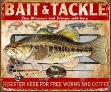 Fishing Bait Shop Worms Tackle Tin Sign New Retro Made in America