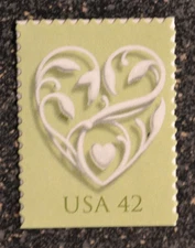 2008USA #4271 42c Wedding Heart - Green From Booklet  Mint  NH self adhesive
