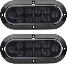 6" Oval Smoked Lens/Red LED Trailer Tail Light Surface Mount 10 LED Waterproof S