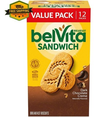 belVita Breakfast Sandwich Cookies, Dark Chocolate Cream, 12 Packs (2 Each)
