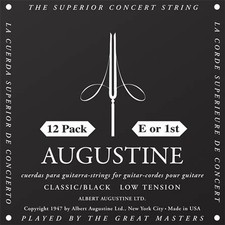 Classic/Black - Low Tension Nylon Guitar Strings 12 Pack of E 1st Strings Augu