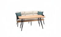 Garnitur Sofa 3 Sitzer Couchtisch Sofas Dreisitzer Rattan Luxus Modern 2Tlg
