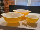 3 pc. Brown Daisy Pattern Pyrex Bowl set